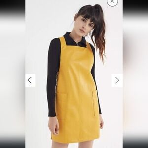 Urban Outfitters yellow faux leather midi dress size medium